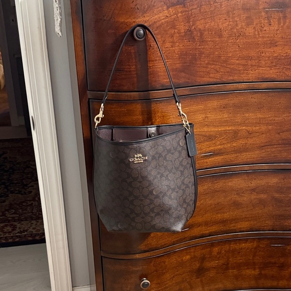 Coach Handbags - Coach Dark Brown Signature Shoulder Bag